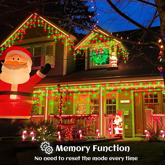 66ft Icicle Lights for Outside, Red and Green Christmas Lights Outdoor Indoor, 640 LED Twinkle String Lights with 120 Drops, Clear Wire Short Curtain Lights for Thanksgiving Room Home Wall Bedroom