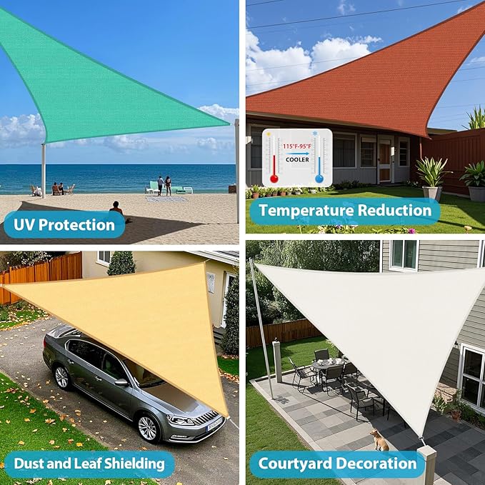 Amagenix Sun Shade Sail 12'X12'X17'Curved Edge Outdoor Shade Canopy Dark Green Breathable 95% UV Block Shade Cloth for Patio Garden Backyard (We Make Custom Size)