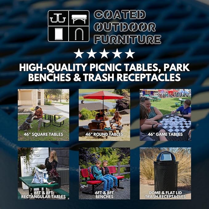 Heavy-Duty Outdoor Bench Thermoplastic Coated, Expanded Metal, Commercial-Grade Seating, Made in America (Surface with Back, 8 Ft, Textured Copper)