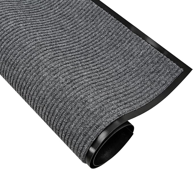 fani Heavy Duty Large Outdoor Indoor Entrance Doormat Waterproof Low Profile Entrance Rug Front Door Mat Patio Anti-Skid Rubber Back, 35x60 inch (Light Grey)