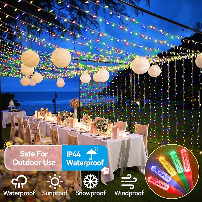 Heceltt 1600 LED 630FT String Lights Outdoor, 8 Modes Christmas Lights Plug in, IP44 Waterproof Led String Lights with Timer and Memory for Christmas Holiday Wedding Decorations (Multicolor)