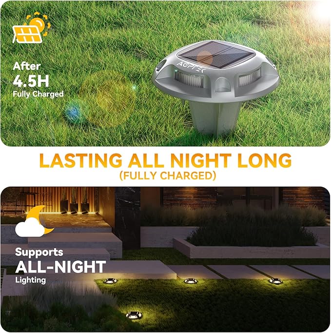 AGPTEK Solar Driveway Lights 24 Pack, 2 Colors in 1 Outdoor Solar Deck Dock Marine Waterproof LED Driveway Marker Security Lights for Outside Pathway,Boat Dock,Step,Walkway,Path,Garden