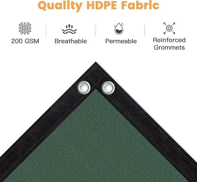 VICLLAX Shade Fabric Sun Shade Cloth with Every 2 FT Grommets for Patio Garden Pergola Cover Canopy 5x21 FT, Dark Green