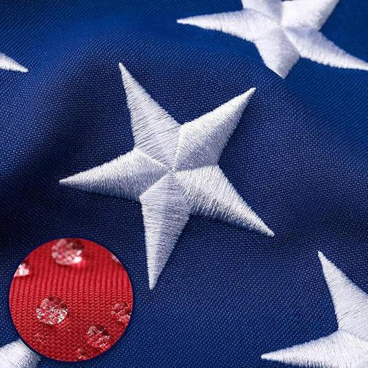 American Flag 4x6 Ft Deluxe Water Resistant Series Made From Heavy Duty Super Tough Spun Polyester/Embroidered Stars/Sewn Stripes/Brass Grommets,US Flags Perfect for Outside