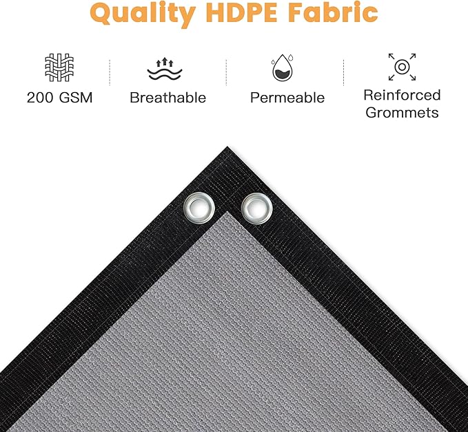 VICLLAX Shade Fabric Sun Shade Cloth with Every 2 FT Grommets for Patio Garden Pergola Cover Canopy 5x14 FT, Light Grey