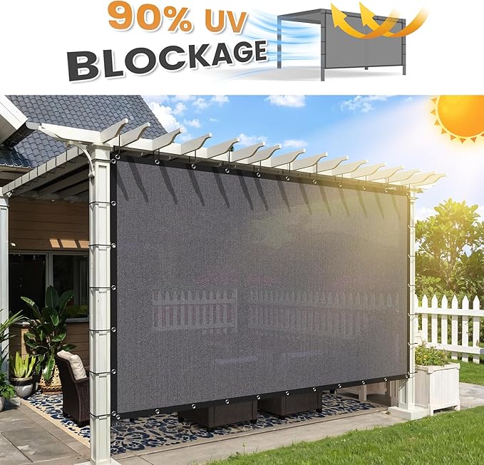 VICLLAX Shade Fabric Sun Shade Cloth with Every 2 FT Grommets for Patio Garden Pergola Cover Canopy 18x22 FT, Grey
