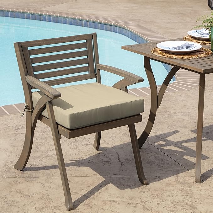 Arden Selections Outdoor Wicker Chair Cushion, 20 x 18, Rain-Proof, Fade Resistant 21 x 21, Tan Leala (Pack of 4)