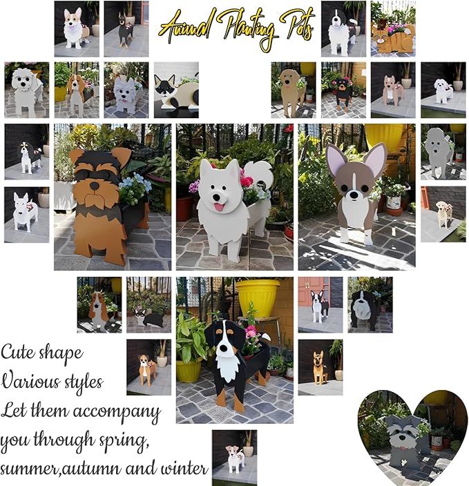 Bernese Mountain Dog Planter Plant Pots,Cute Garden Dog Flower Planter,Dog Planters Birthday Gifts for Women,Office,Indoor/Outdoor Decor（9.45 * 5.75 * 12.2in）
