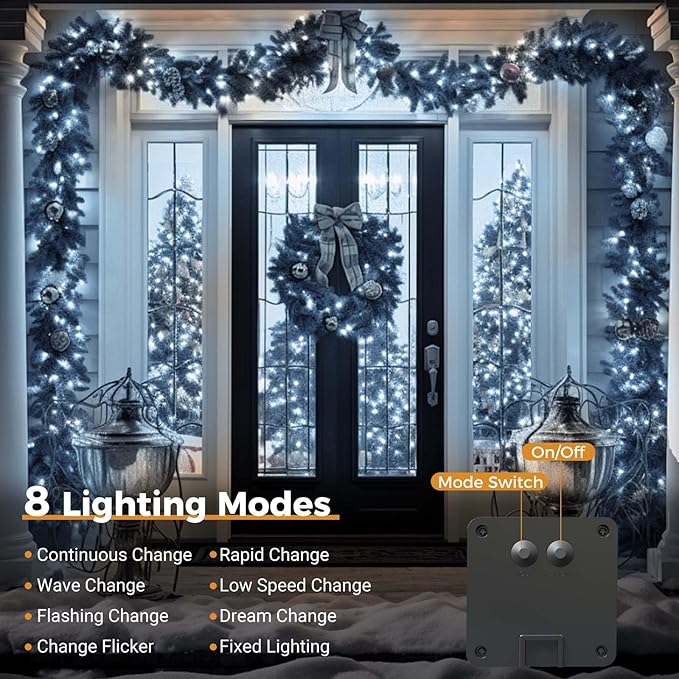btfarm 2 Pack Solar String Lights Outdoor, Extra Long 240LED 78Ft Solar Christmas Lights Outside Waterproof, 8 Modes Solar Powered Tree Twinkle Light for Garden Yard Patio Party Decoration,Cool White