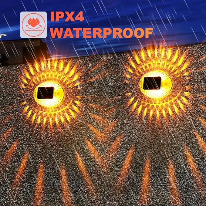 Solar Atmosphere Lights for Outside, IPX4 Waterproof Decor, Warm Light for Backyard/Railing/Step/Patio/Stair Railings and Wall (6 Pack)