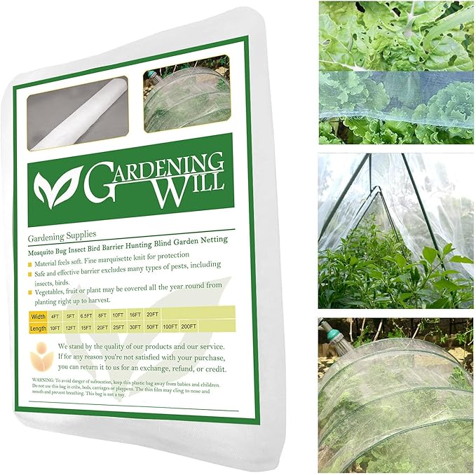 8x50Ft Mosquito Bug Insect Bird Fine Mesh Net Barrier Hunting Blind Garden Screen Netting for Protect Your Plant Fruits Flower