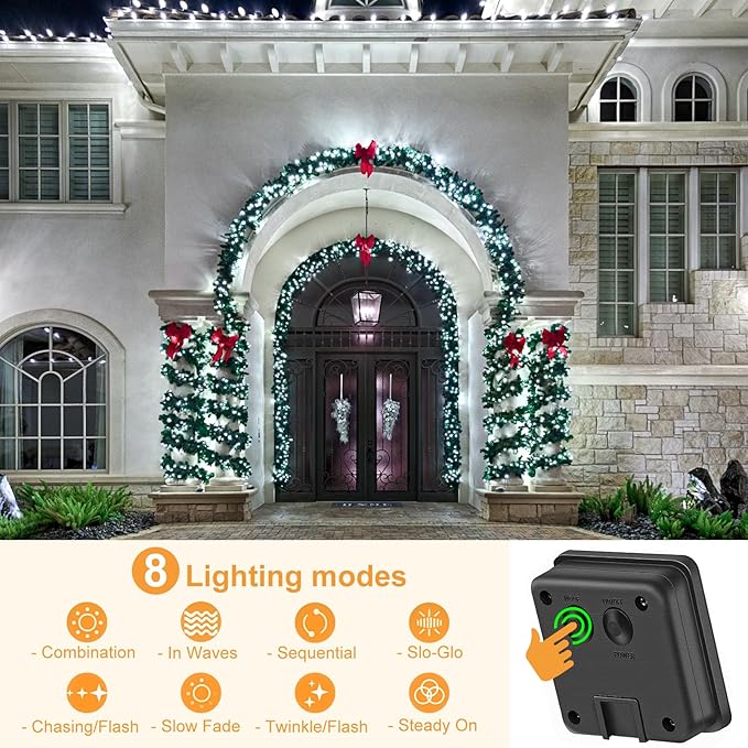 2 Pack Solar String Lights for Outside, Each 39Ft 120 LED Solar Lights Outdoor, 8 Modes Waterproof Solar Powered Fairy Twinkle Light for Backyard Patio Tree Party Garden Decoration, White