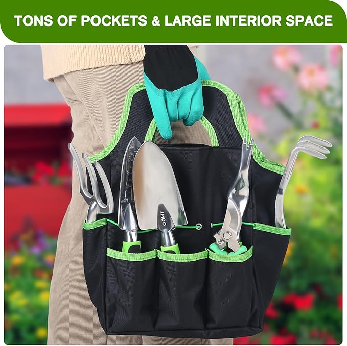 Garden Tools, 8-Piece Garden Tool Set with Non-Slip Ergonomic Handles, Lightweight Aluminum Alloy Rust-Proof Durable Gardening Hand Tools, Ideal Gardening Tools Gifts for Women and Men