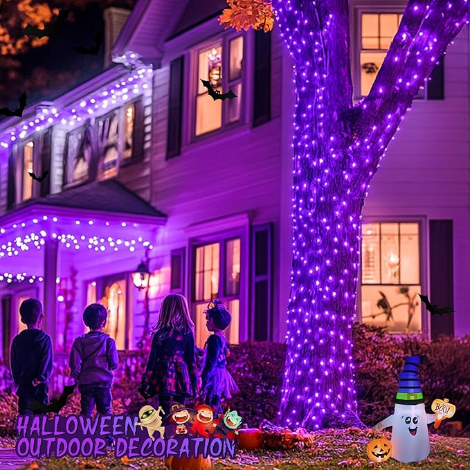 JMEXSUSS Purple Christmas Lights Indoor Outdoor Clear Wire, 66ft 200 LED Purple Lights for Christmas Tree, 8 Modes Purple String Lights Plug in for Christmas Bedroom Garden Party Xmas Decorations