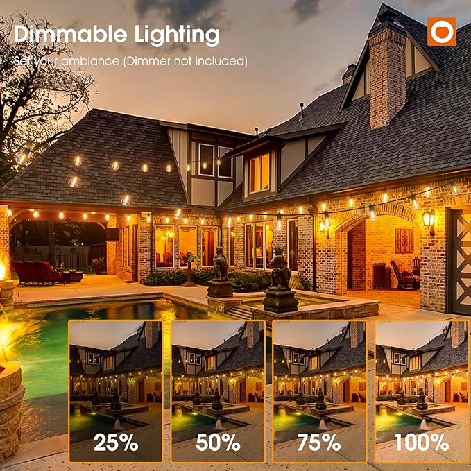 addlon 72FT(2-Pack*36FT) LED Outdoor String Lights with 24 Edison Vintage Shatterproof Bulbs, Commercial Grade Patio Lights, IP65 Waterproof for Balcony, Backyard and Garden, Warm White
