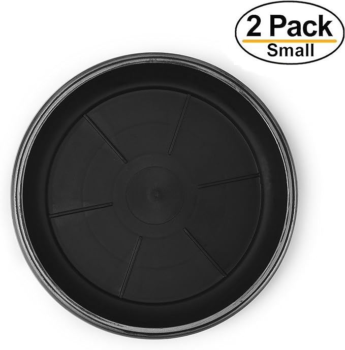 Decorative Heavy Duty Tray/Saucer (2 Pack) Rustic Medieval/French Country Look, Pot/Planter Base for Indoor/Outdoor Decor Use. Long Lasting, Reusable Light Weight (7 inches, Silver)