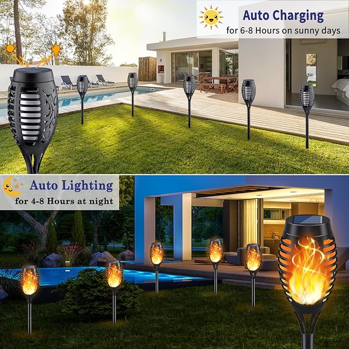 KYEKIO Solar Lights for Outside, 16Pack Solar Flame Torch Light, Garden Light Outdoor Waterproof, Outside Lights for Yard Decor, Outdoor Decorations Lawn