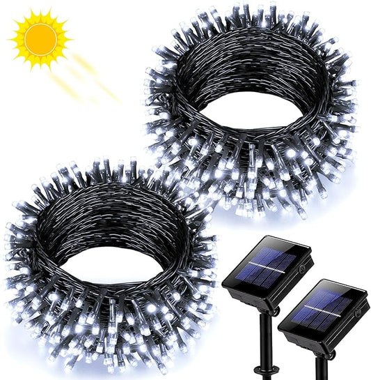 2 Pack Solar String Lights for Outside, Each 79Ft 240 LED Solar Lights Outdoor, 8 Modes Waterproof Solar Powered Christmas Twinkle Light for Backyard Patio Tree Party Garden Decoration, White