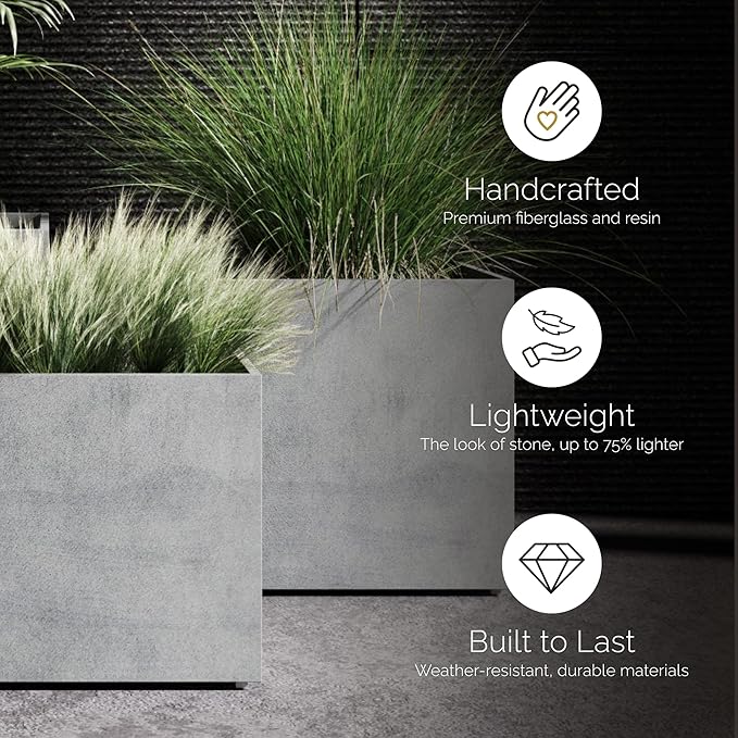 Reglito Cube Planter - 35.4 in x 35.4 in x 35.4 in - Brown Stone