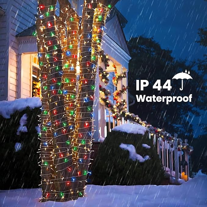 Multicolor 75 Ft 200 LED String Lights - Connectable, 8 Modes, Timer, Waterproof Fairy Twinkle Lights for Christmas Party, Garden, Patio, Home, Holiday, Xmas Tree Decorations