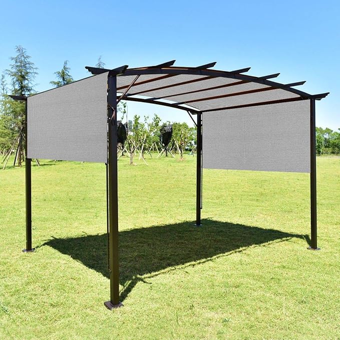 Eden's Decor Straight Flat-Edged Sun Shade Sail Rectangular 7' x 18' Grey UV-Blocking Outdoor Canopy Fabric Cloth Awning for Pergola Patio Garden Backyard Custom Size