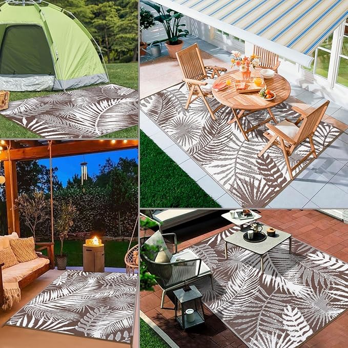 HiiARug Outdoor Rug 5x7Ft Outdoor Plastic Straw Rug Waterproof Outdoor Rugs for Patios Clearance Reversible Patio Mat Outdoor Carpet for Patio Camping Porch Deck RV Camper Backyard
