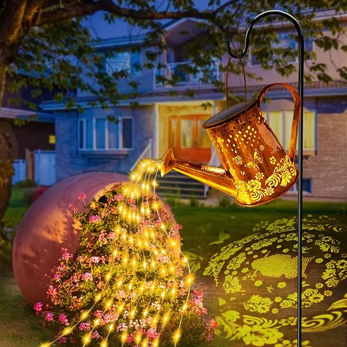 Solar Watering Can Lights, Unique Owl Gardening Gifts for Mom Women Grandma Birthday, Waterproof Large Hanging Solar Lantern for Outdoor Garden Patio Yard Pathway
