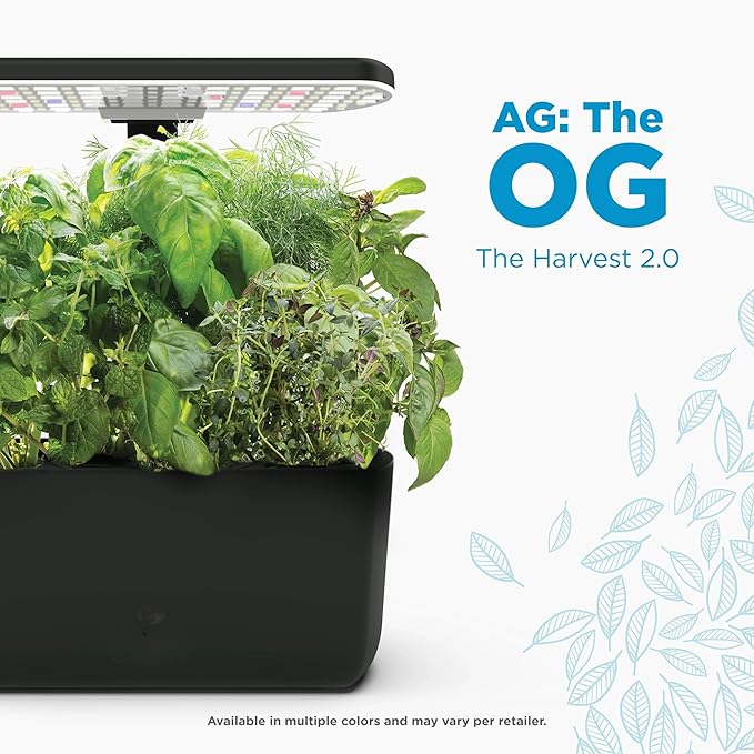 AeroGarden Harvest 2.0, Indoor Garden Hydroponic System with LED Grow Light, Holds up to 6 AeroGarden Pods, Charcoal