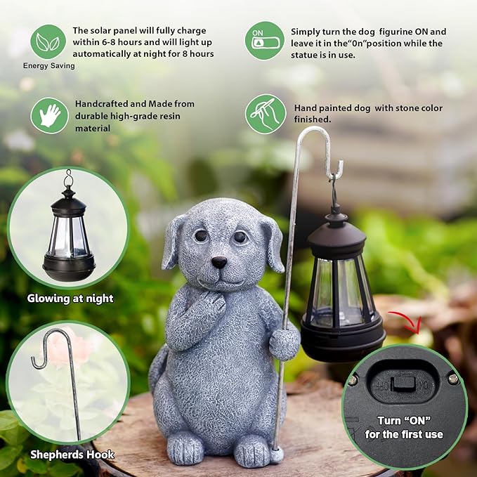 Solar Garden Decor Statues Figurine: Garden Art for Patio Balcony Yard Lawn - Unique Christmas Birthdays Gifts for Mom Grandma Women Wife Sister