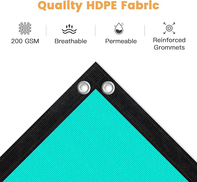 VICLLAX Shade Fabric Sun Shade Cloth with Every 2 FT Grommets for Patio Garden Pergola Cover Canopy 7x23 FT, Turquoise