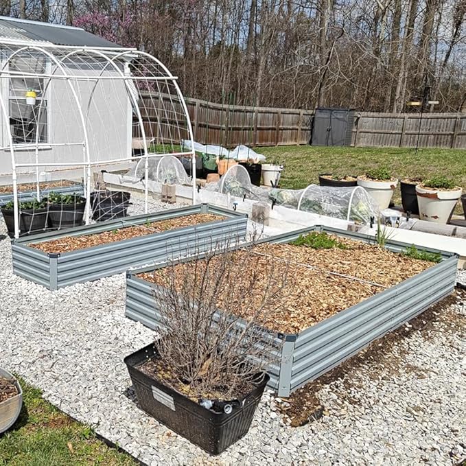 12x4x1ft Galvanized Raised Garden Bed,Outdoor Planter Box Metal Patio Kit Planting Bed for Vegetables Flowers Herb,Grey