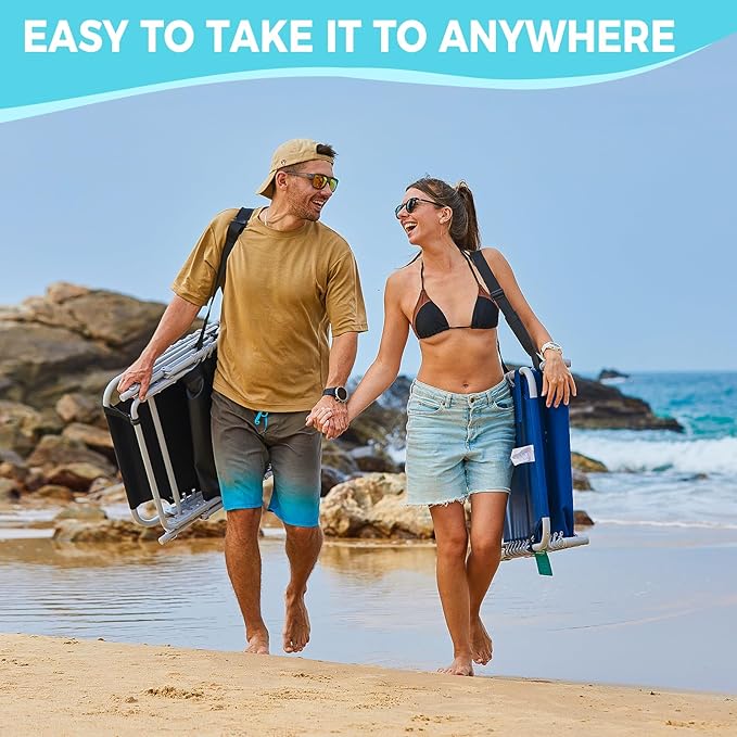 #WEJOY 2 Pack Outdoor Chaise Lounge Chair - Portable Folding Patio Pool Lounge Chair, 5 Positions Adjustable Reclining Camping Chair with Side Table,Shoulder Strap, Pillow for Beach Sunbathing Lawn