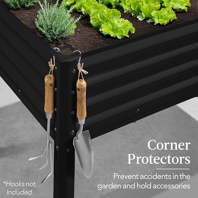 Best Choice Products 48x24x30in Galvanized Raised Garden Bed, Metal Elevated Planter Box, Vegetable Garden for Backyard, Patio, Balcony - Black
