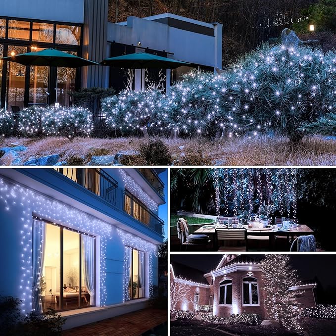 btfarm 8 Pack Solar String Lights Outdoor, Total 640LED 264FT Solar Fairy Lights Waterproof 8 Modes, Copper Wire Twinkle Lights Solar for Outside Garden Patio Tree Xmas Wedding Party Decor, Cool White