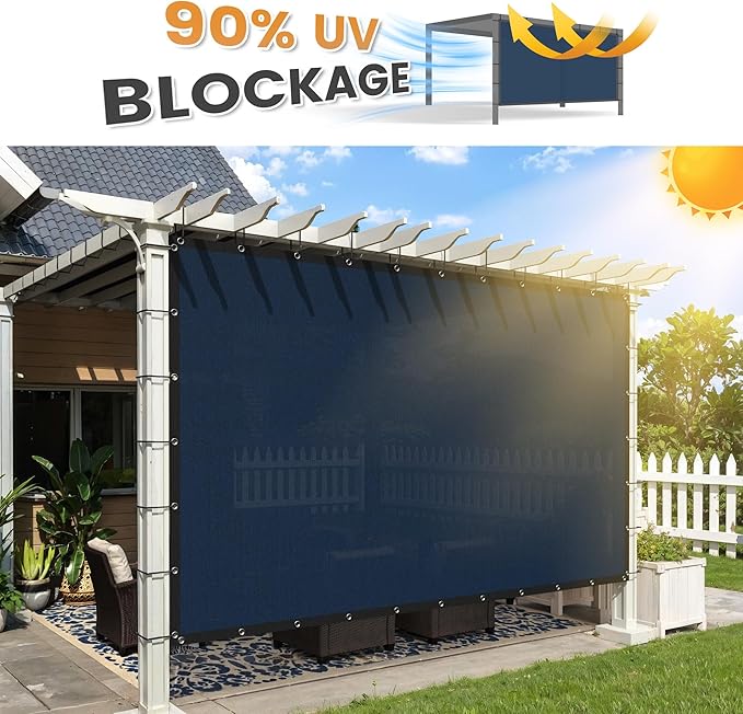 VICLLAX Shade Fabric Sun Shade Cloth with Every 2 FT Grommets for Patio Garden Pergola Cover Canopy 14x17 FT, Dark Blue