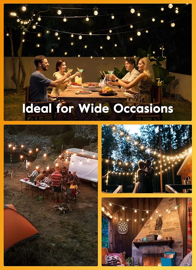 Brightown G40 Led Replacement Light Bulbs, 1W Shatterproof Globe Plastic Bulb Fits E12 or C7 Candelabra Screw Base, 1.5 Inch Dimmable Light Bulbs for Indoor Outdoor Patio Decor, Warm White, 50 Pack