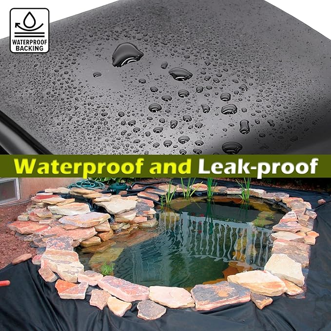7 x 10 FT Pond Liner, 20 Mil Pond Liners for Outdoor Ponds, HDPE Pond Liner Easy Cutting Puncture Resistant, Pond Liners for Water Garden Fountain Waterfall, Koi Fish Aquaculture Pond