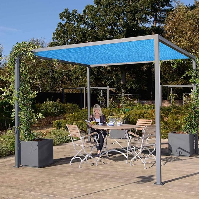 Eden's Decor Straight Flat-Edged Sun Shade Sail Rectangular 18' x 20' Blue UV-Blocking Outdoor Canopy Fabric Cloth Awning for Pergola Patio Garden Backyard Custom Size