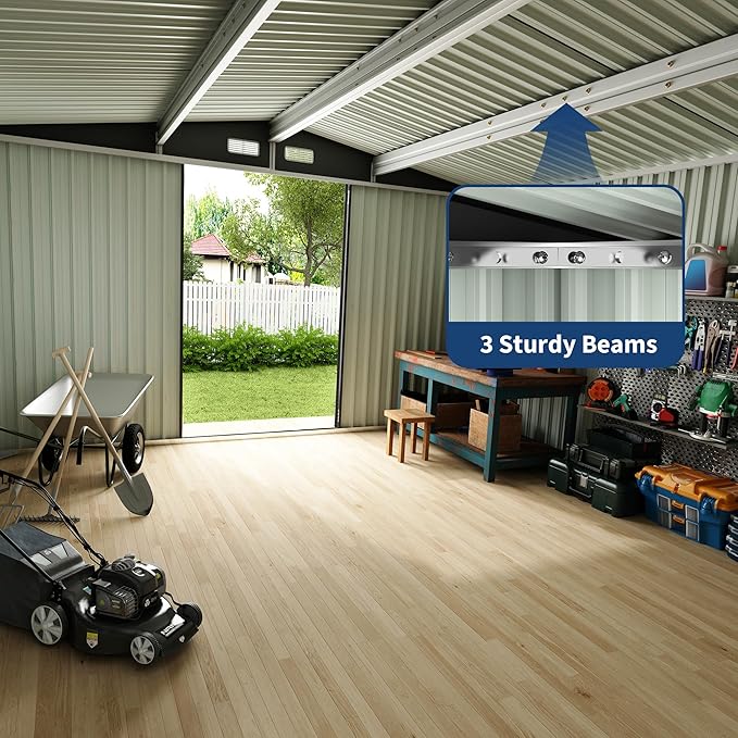 8x10 FT Metal Storage Sheds Outdoor, Metal Yard Sheds MetalGarden Shed Kit, MetalTool Shed with Lockable Door, Utility Buildings with Air Vent for Backyard Garden Patio Lawn