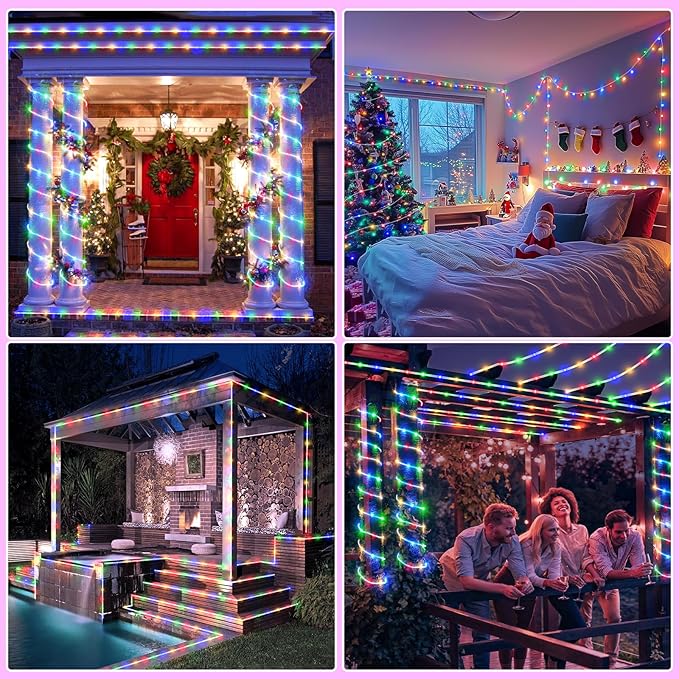 Rope Lights for Outside, 100FT 300 LED Plug in Christmas Lights Outdoor with Waterproof 8 Modes, Connectable String Light for Indoor House Patio Garden Party Easter Decorations, Multicolor