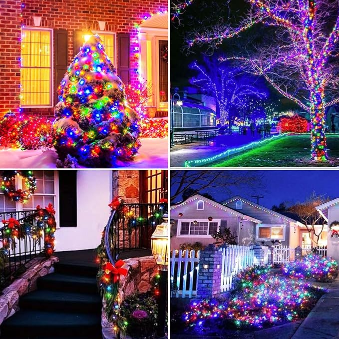 btfarm 2 Pack Solar String Lights Outdoor, Extra Long 240LED 78Ft Solar Christmas Lights Outside Waterproof, 8 Modes Solar Powered Tree Twinkle Light for Garden Yard Patio Party Decoration, Colorful