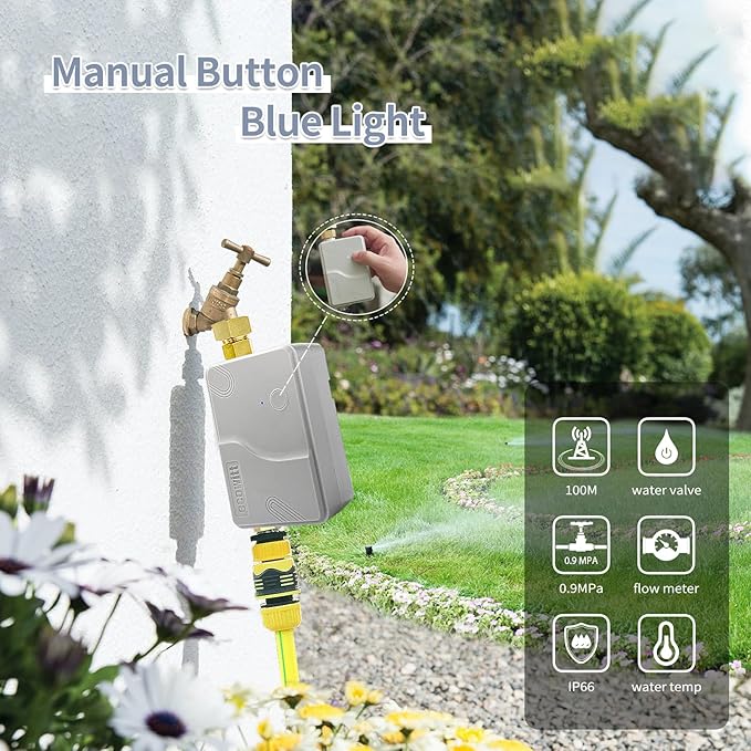 ECOWITT Smart Watering Timer Kit GW1208, Includes WFC01 Sprinkler Timer and GW1200 IoT Gateway, 915 MHz