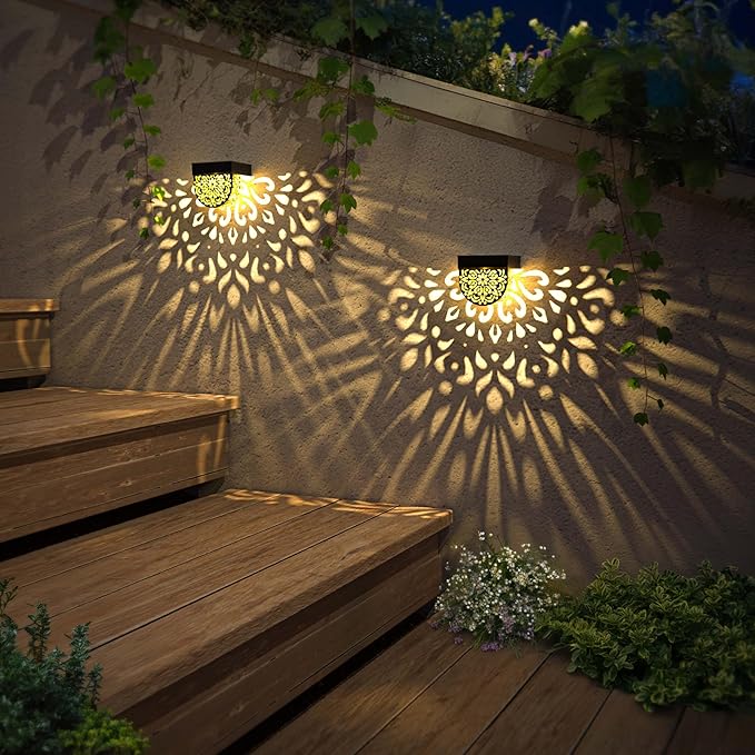 Solar Fence Lights 6 Pack Solar Deck Lights Outdoor Waterproof LED Solar Powered Step Wall Lights Outdoor Decorations Decorative for Front Door