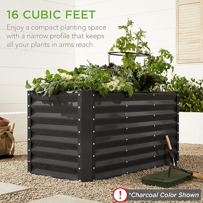 Best Choice Products 4x2x2ft Outdoor Metal Raised Garden Bed, Deep Root Planter Box for Vegetables, Flowers, Herbs, and Succulents w/ 119 Gallon Capacity - Peacock Blue