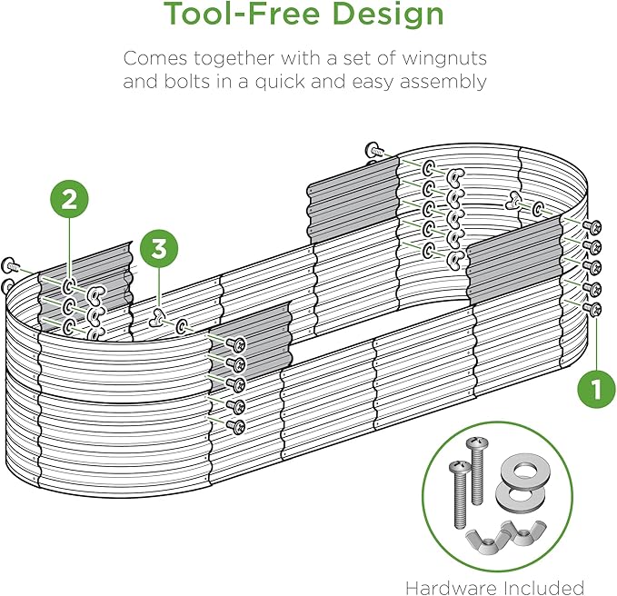 Best Choice Products 4x2x2ft Outdoor Metal Raised Garden Bed, Oval Deep Root Planter Box for Vegetables, Flowers, Herbs, and Succulents w/ 101 Gallon Capacity, Rubber Edge Guard - Sage Green