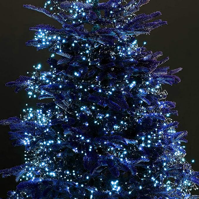 Dazzle Bright Christmas String Lights, Connectable Waterproof String Lights Green Wire with 8 Modes, Christmas Decorations for Indoor Yard Garden (Blue, 300 LED)