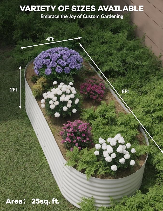 8x4x2ft Raised Garden Bed,Galvanized Raised Planter Boxes Outdoor with Easy Assembly, Large Garden Bed for Vegetables, Fruits, Flower,Raised Garden Bed,Beige