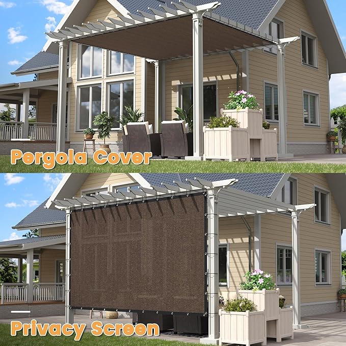 VICLLAX Shade Fabric Sun Shade Cloth with Every 2 FT Grommets for Patio Garden Pergola Cover Canopy 4x5 FT, Mocha