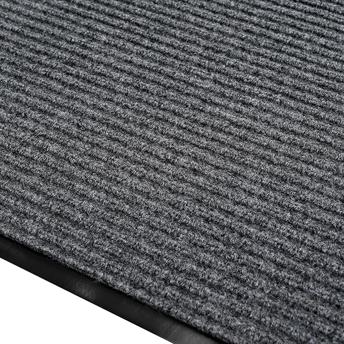 fani Heavy Duty Large Outdoor Indoor Entrance Doormat Waterproof Low Profile Entrance Rug Front Door Mat Patio Anti-Skid Rubber Back, 31x47 inch (Light Grey)