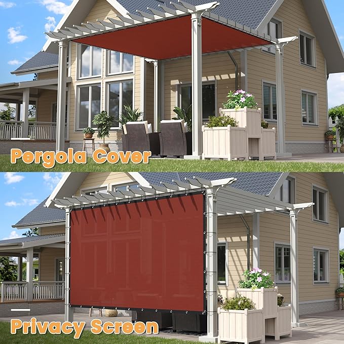 VICLLAX Shade Fabric Sun Shade Cloth with Every 2 FT Grommets for Patio Garden Pergola Cover Canopy 6x24 FT, Rust Red